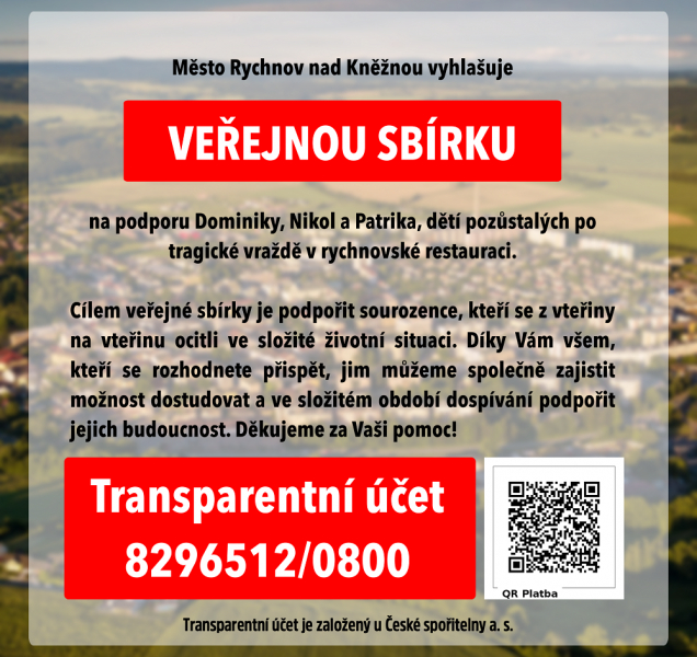 Rychnov vyhlásil veřejnou sbírku na podporu pozůstalých dětí